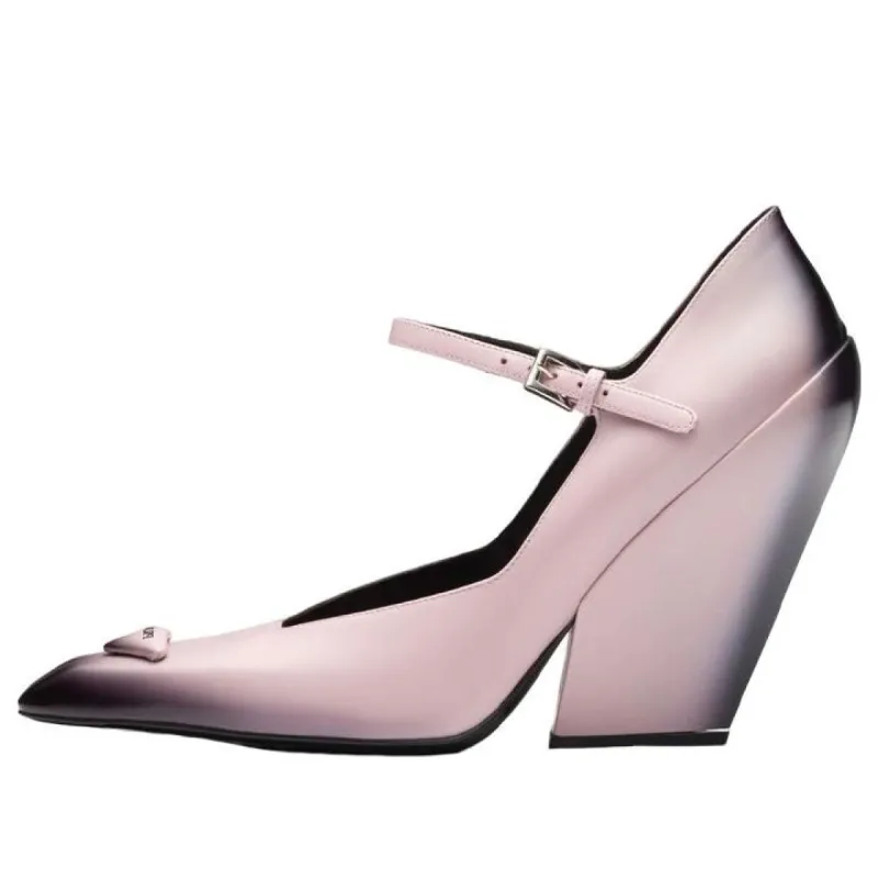 (WMNS) PRADA Brushed Leather Pumps 'Pink Black Ombre' 1I982M_055_F0E18_F_A095 sold by KicksCrew