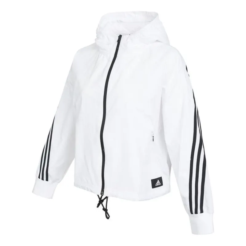 (WMNS) adidas Sportswear Future Icons Woven Windbreaker 'White Black' HE4177 sold by KicksCrew