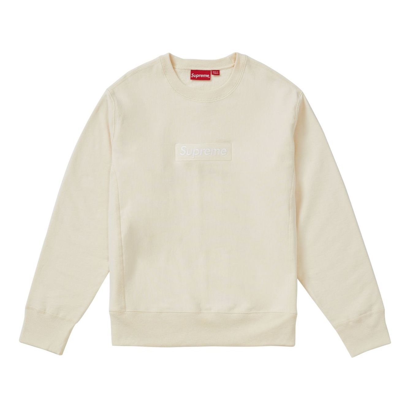Supreme FW18 Box Logo Crewneck Natural Sweater 'Beige' SUP-FW18-1075 sold by KicksCrew