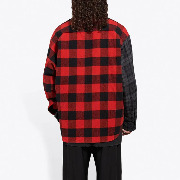 Balenciaga Patchwork Plaid Flannel Shirt 'Red Black' 647364TJM136167 sold by KicksCrew product image thumbnail 4