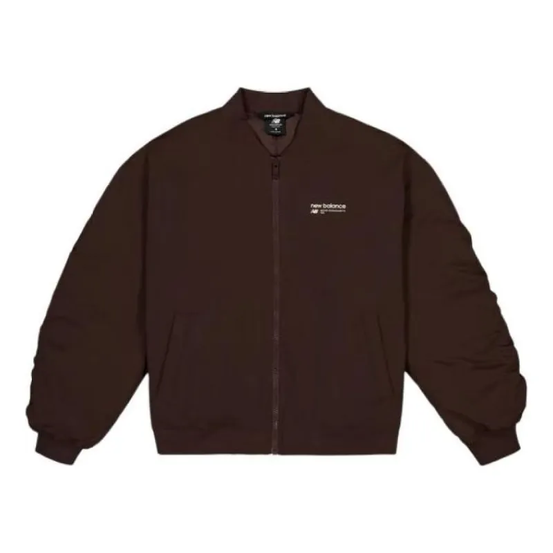 (WMNS) New Balance Linear Heritage Woven Bomber Jacket 'Black Coffee' WJ33507-KCF sold by KicksCrew