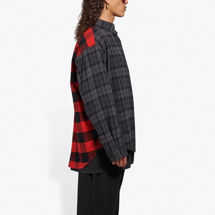 Balenciaga Patchwork Plaid Flannel Shirt 'Red Black' 647364TJM136167 sold by KicksCrew product image thumbnail 5
