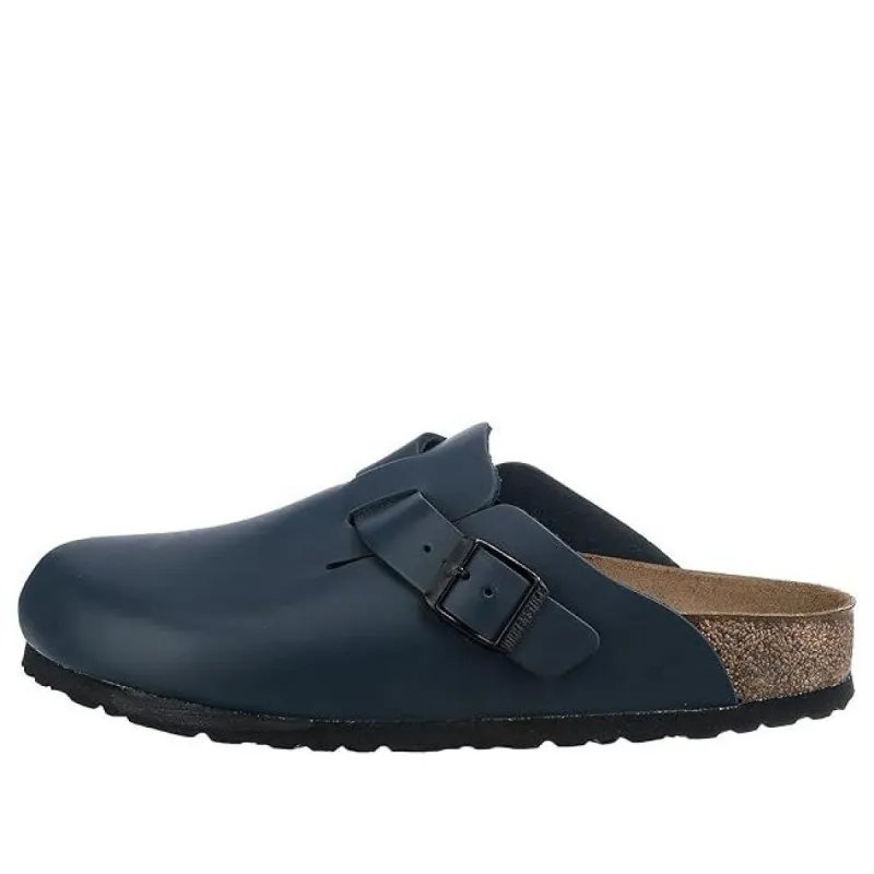 Birkenstock Boston Soft Leather Narrow Fit Mules 'Blue' 60153 sold by KicksCrew