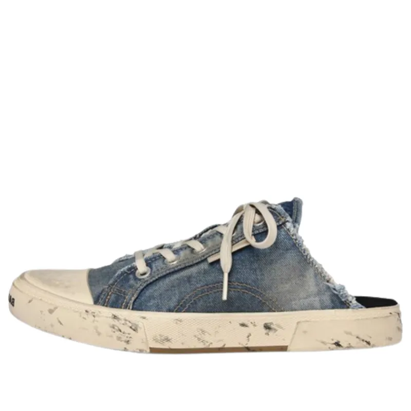 (WMNS) Balenciaga Paris Distressed Denim Mule 'Blue' 693952W3RCL4090 sold by KicksCrew