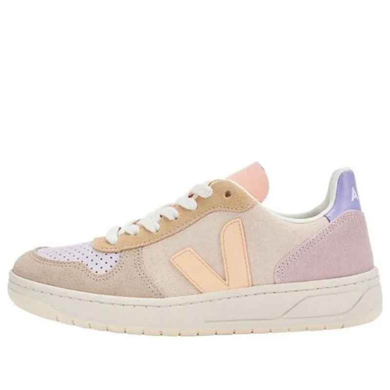 Veja V-10 Lace-Up Suede Sneakers 'Beige Yellow Pink' VX0302908 sold by KicksCrew