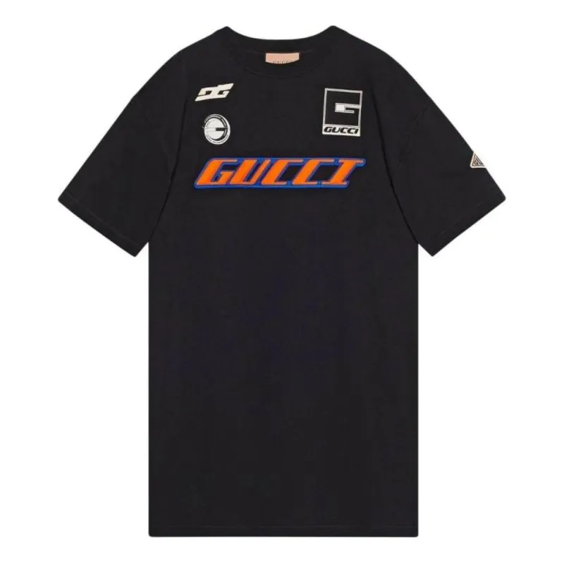 Gucci Moto Logo Long T-Shirt 'Black' 775503-XJGBN-1082 sold by KicksCrew