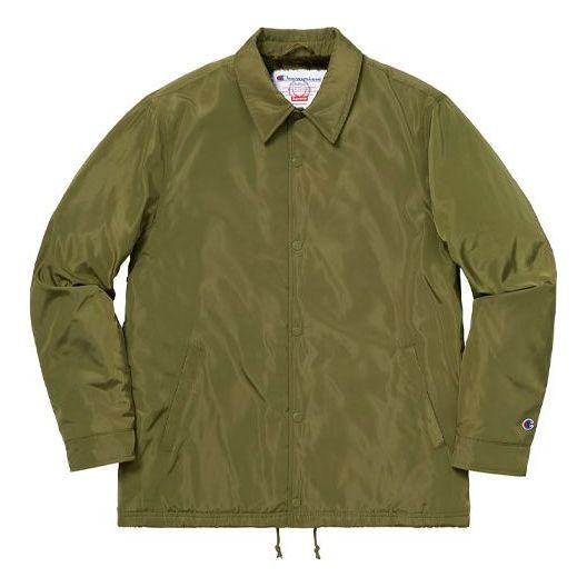 Supreme FW18 X Champion Label Coaches Jacket 'Olivegreen' SUP-FW18-367 sold by KicksCrew