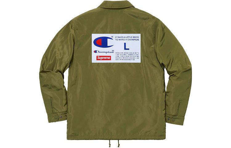 Supreme FW18 X Champion Label Coaches Jacket 'Olivegreen' SUP-FW18-367 sold by KicksCrew product image thumbnail 2