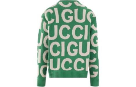 Gucci Wool Sweater With Gucci Intarsia 'Green Ivory' 763672-XKDLV-3521 sold by KicksCrew