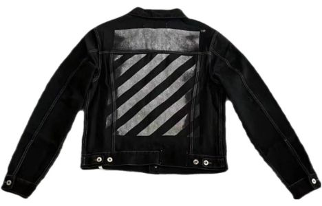 Off-White Alphabet Patterned Turn Down Collar Denim Jacket 'Black' OMYE079C99DEN0044001PD sold by KicksCrew