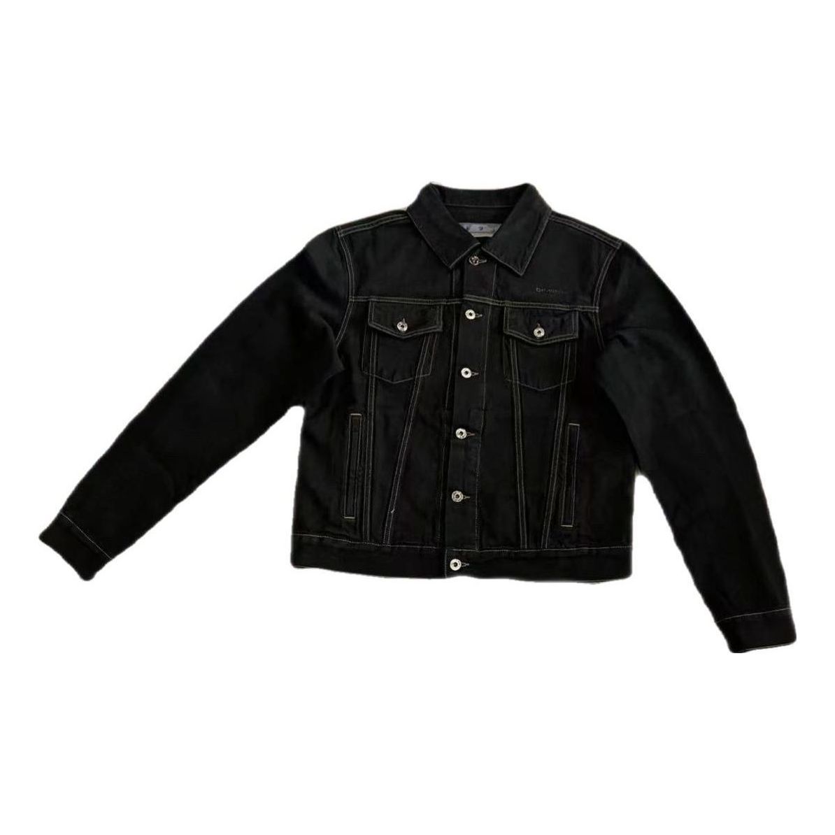 Off-White Alphabet Patterned Turn Down Collar Denim Jacket 'Black' OMYE079C99DEN0044001PD sold by KicksCrew