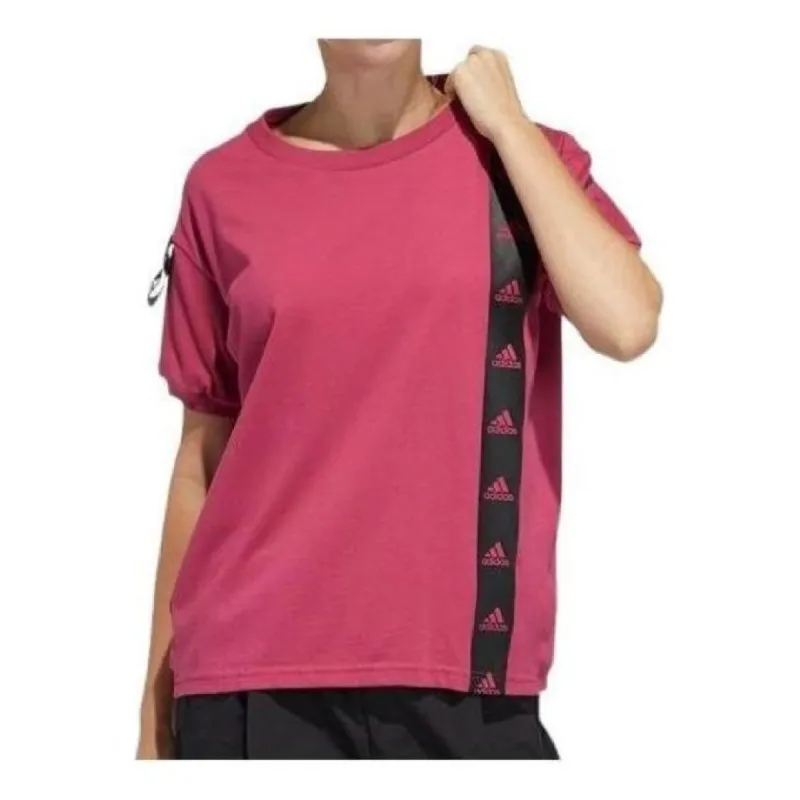 (WMNS) adidas Badge of Sport 2 T-Shirt Asia Sizing 'Pink Black' GP0342 sold by KicksCrew