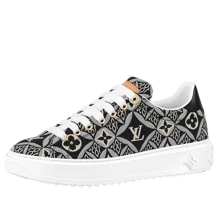 (WMNS) LOUIS VUITTON Out Sneakers 'Black White Monogram with Brown' 1A9FNL sold by KicksCrew