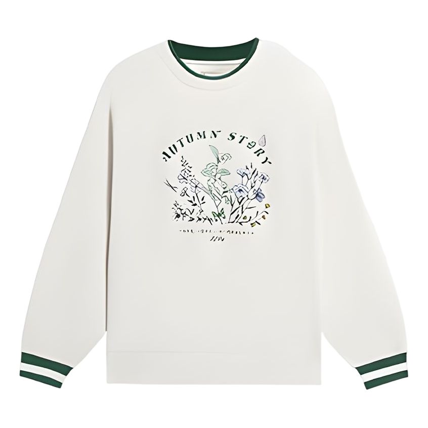(WMNS) Li-Ning Floral Embroidered Logo Sweatshirt 'Beige' AWDS918-1 sold by KicksCrew