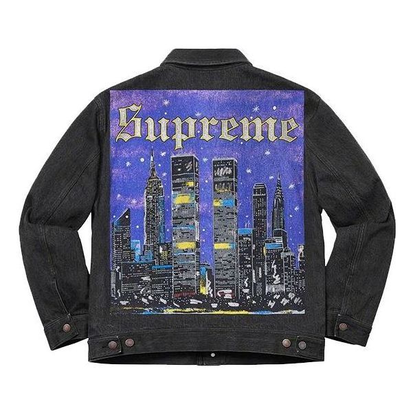 Supreme York Painted Trucker Jacket 'Black Purple' SUP-SS19-10080 sold by KicksCrew product image thumbnail 2