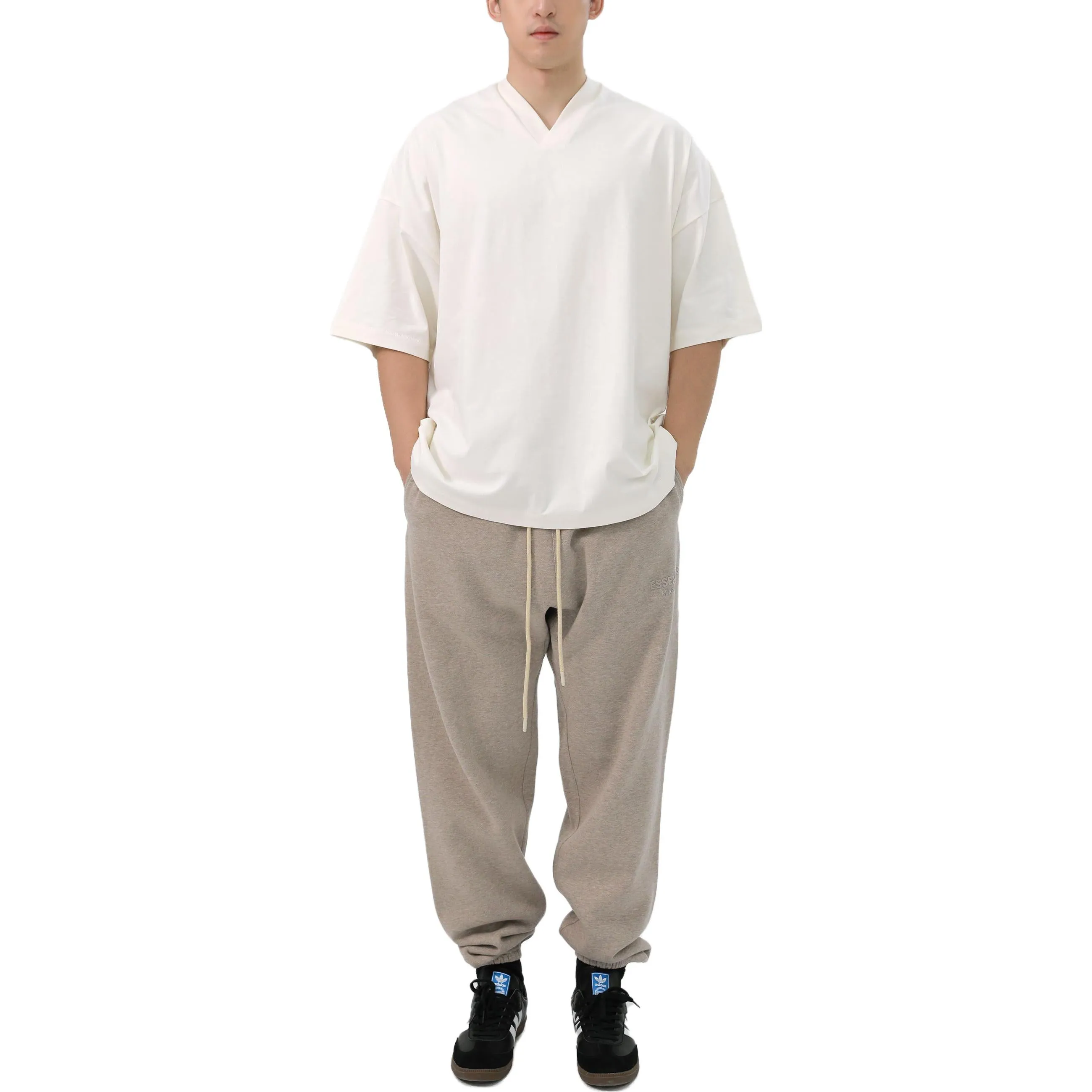 Fear of God Essentials FW23 V-Neck T-shirt 'Cloud Dancer' 125BT234111F sold by KicksCrew product image thumbnail 4