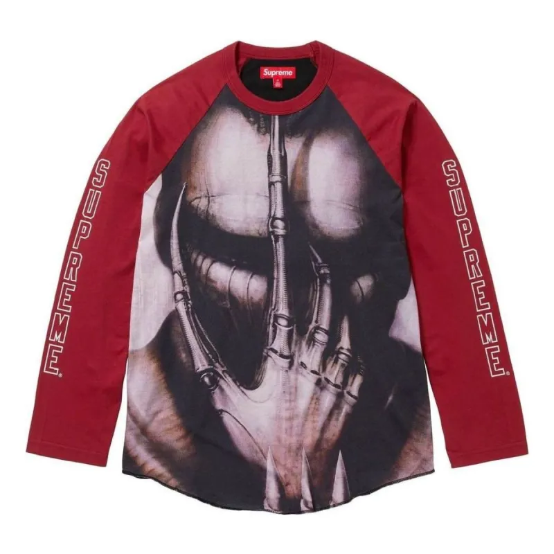 Supreme x H.R. GIGER FW23 Week8 Raglan Long Sleeve T-shirt 'Red' SUP-FW23-143 sold by KicksCrew