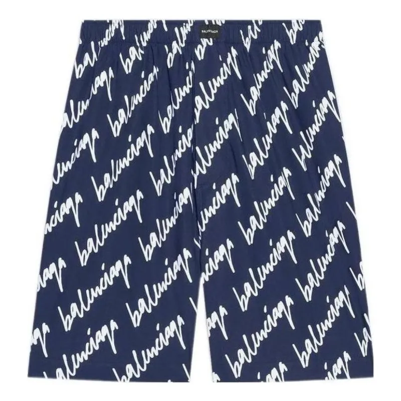 Balenciaga All Over Scribble Shorts 'Indigo' 672410TLLJ48502 sold by KicksCrew