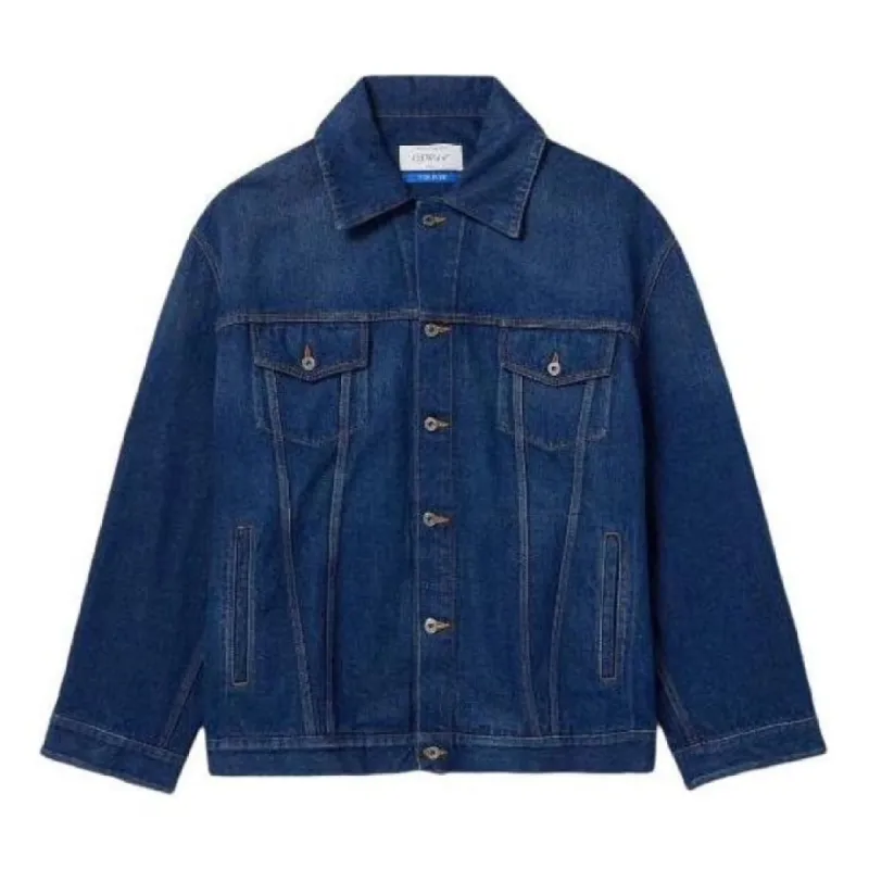Off-White Oversize Logo-Appliqued Denim Jacket OMYE090C99DEN0024400 sold by KicksCrew