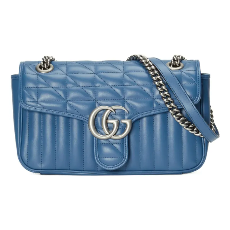 (WMNS) Gucci GG Marmont 'Small Blue Matelasse' 443497-UM8AF-4340 sold by KicksCrew
