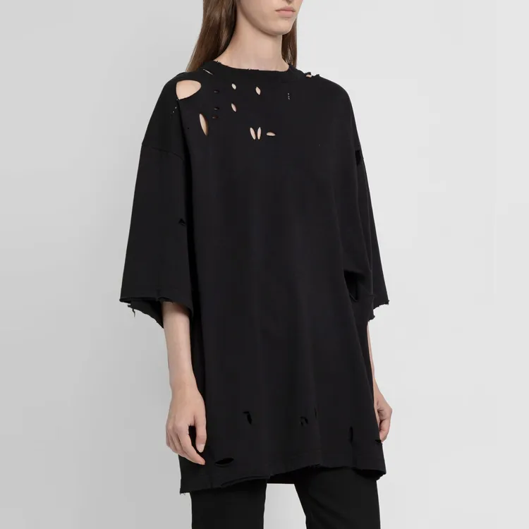 Balenciaga Destroyed T-Shirt 'Black' 661715TKV601000 sold by KicksCrew product image thumbnail 5