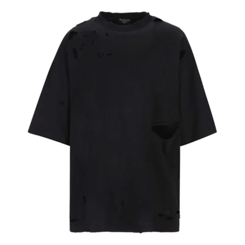 Balenciaga Destroyed T-Shirt 'Black' 661715TKV601000 sold by KicksCrew