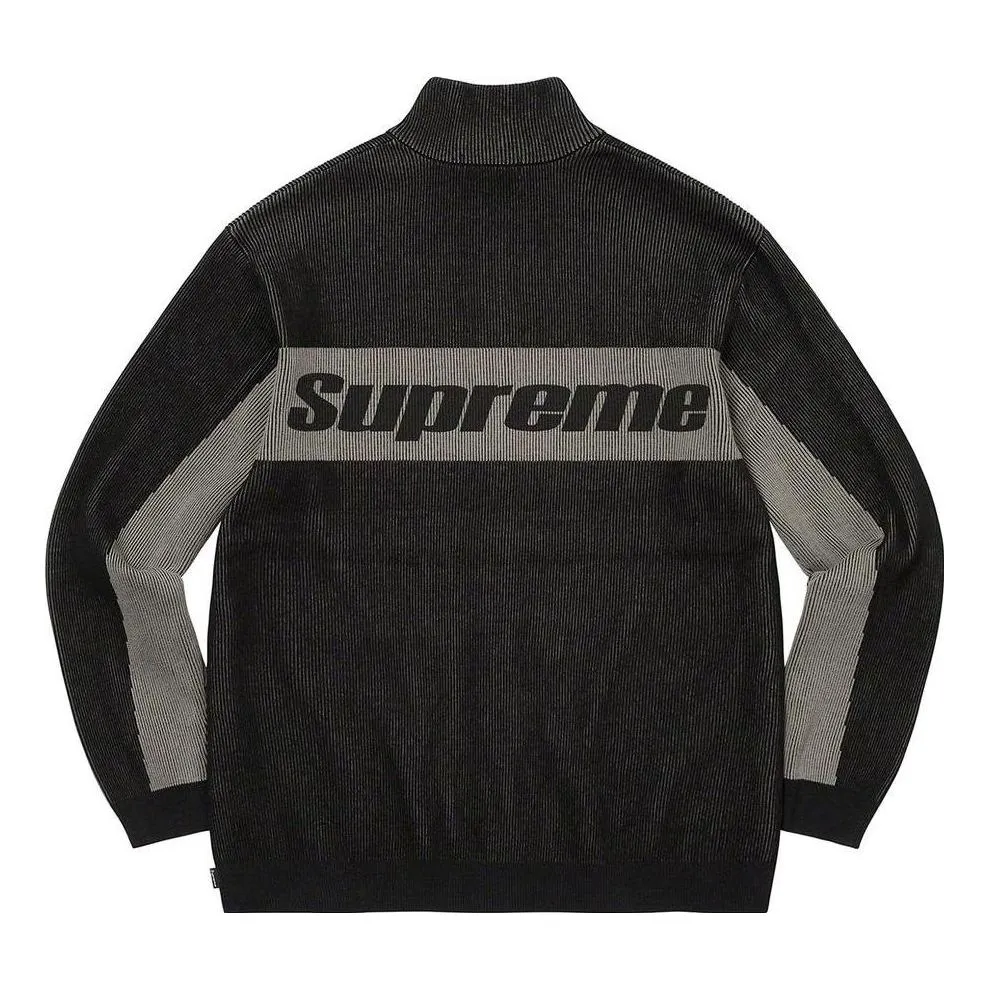 Supreme 2-Tone Ribbed Zip Up Sweater 'Black Grey' SUP-FW22-093 sold by KicksCrew product image thumbnail 2