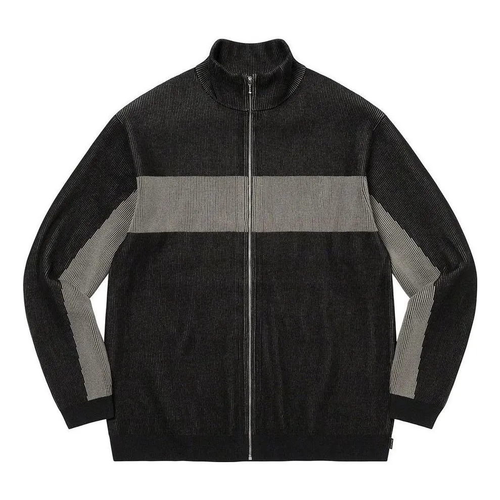 Supreme 2-Tone Ribbed Zip Up Sweater 'Black Grey' SUP-FW22-093 sold by KicksCrew