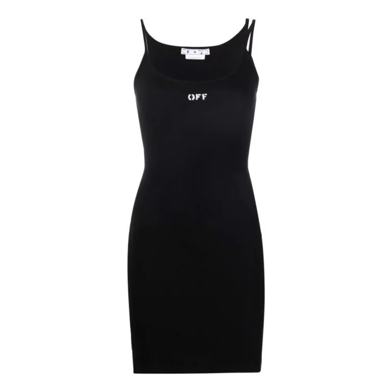 (WMNS) Off-White Off-Stamp Ribbed Dress 'Black' OWDB304C99JER0011001 sold by KicksCrew