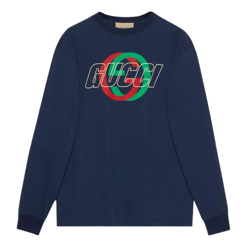 Gucci Cotton Jersey Long Sleeve T-shirt 'Dark Blue' 774304-XJGA4-4622 sold by KicksCrew