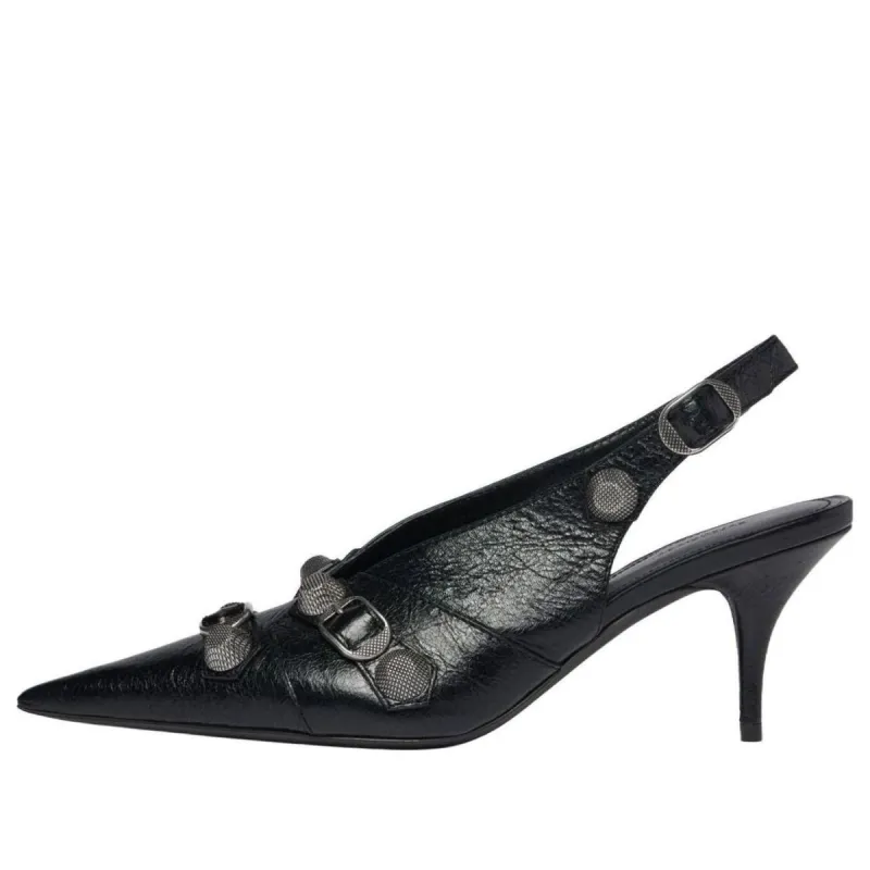 (WMNS) Balenciaga Cagole Slingback 70mm Pumps 'Black' 714251WAD4E1081 sold by KicksCrew