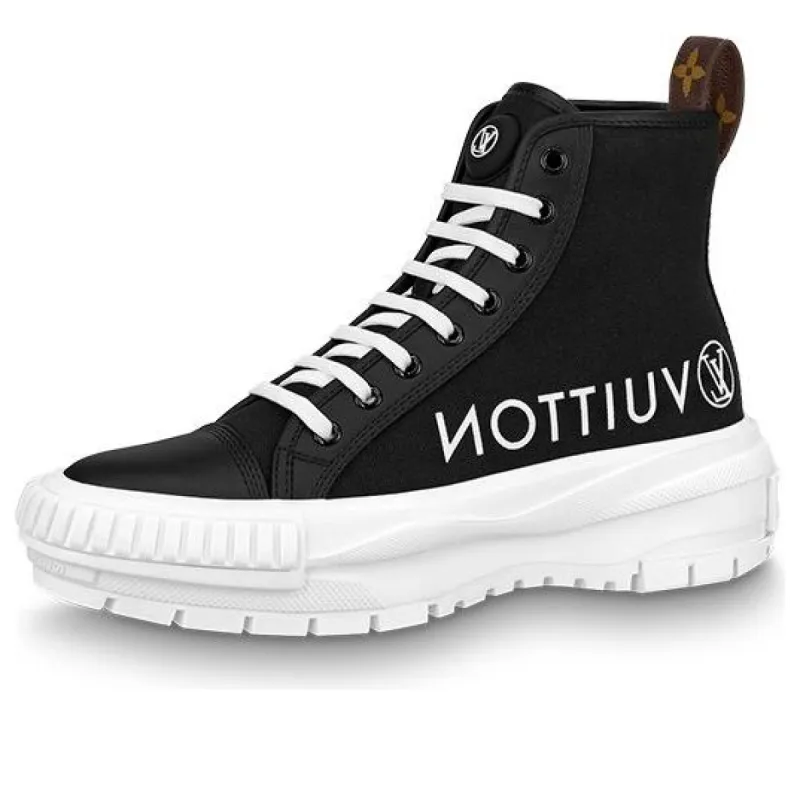 (WMNS) LOUIS VUITTON Squad Platform Ankle Sneakers 'Black' 1A96EU sold by KicksCrew