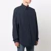 Balenciaga Logo Collar Long Sleeve Button Down Shirt 'Navy' 671586TYB184100 sold by KicksCrew