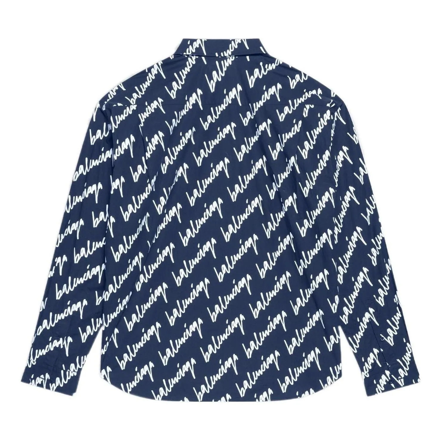 Balenciaga Scribble Logo Short Sleeve Shirt Large Fit 'Midnight Blue' 662983TLLJ48502 sold by KicksCrew