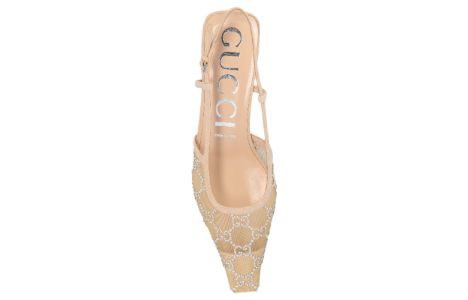 (WMNS) GUCCI GG slingback pump 'Rose Beige mesh GG crystals' 674668-F13A0-9960 sold by KicksCrew