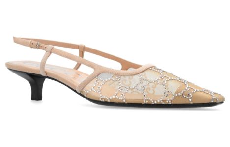 (WMNS) GUCCI GG slingback pump 'Rose Beige mesh GG crystals' 674668-F13A0-9960 sold by KicksCrew