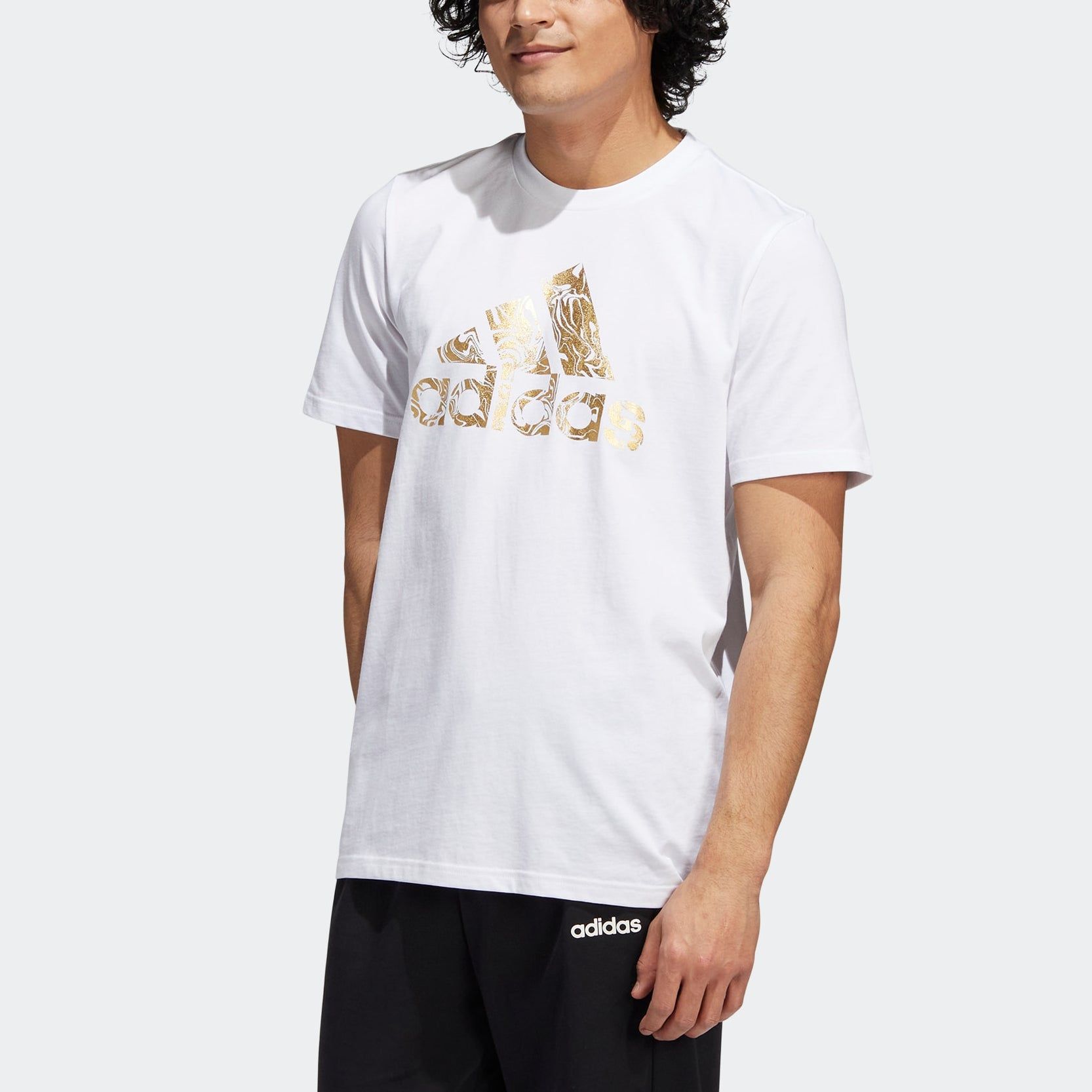 Adidas Liquid Foil Badge Of Sport Graphic Tee 'White' HK9156 sold by KicksCrew product image thumbnail 3