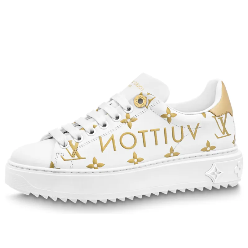 (WMNS) LOUIS VUITTON Time Out Sneakers 'White with Gold Monogram' 1AAVVQ sold by KicksCrew