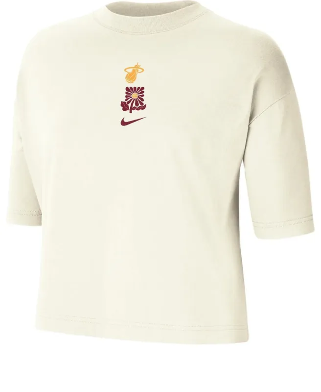 (WMNS) Nike NBA Miami Heat Courtside Boxy T-Shirt 'Beige' FV9374-901 sold by KicksCrew