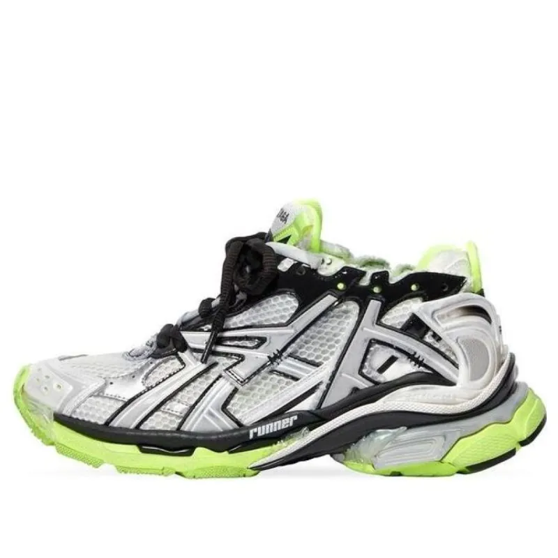 Balenciaga Runner Sneakers 'White Black and Neon Yellow Mesh and Nylon' 677403W3RBP1093 sold by KicksCrew