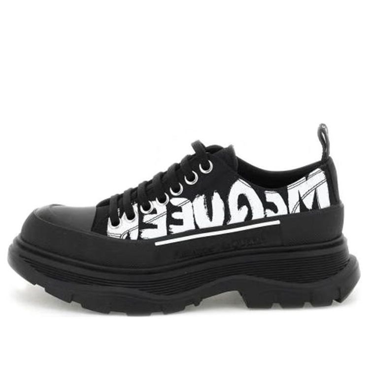 (WMNS) Alexander McQueen Tread Slick Low Lace Up Graffiti Shoes 'Black White' 708753W4RQ21006 sold by KicksCrew