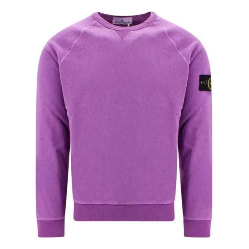STONE ISLAND Logo Patch Crewneck Sweatshirt 'Purple' 781566360-V0145 sold by KicksCrew