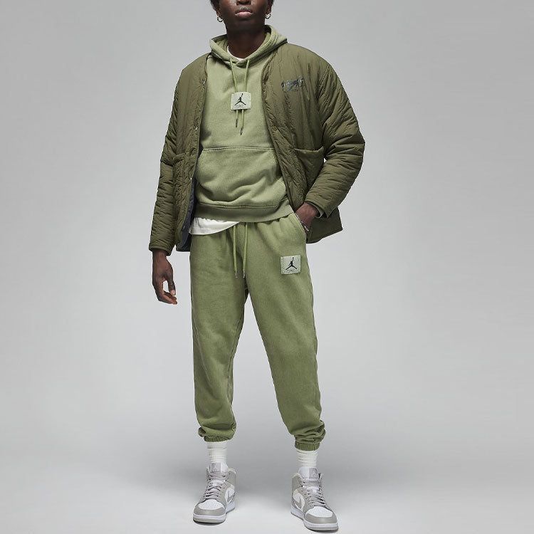 Air Jordan Essentials Statement Fleece Washed Pullover Hoodie 'Light Olive' FB7290-340 sold by KicksCrew product image thumbnail 3