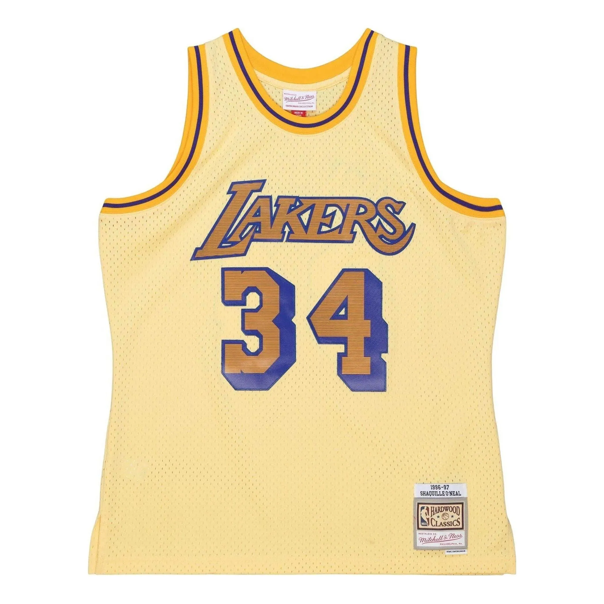 Mitchell & Ness x NBA LA Lakers 1996-97 Space Knit Swingman Jersey 'Shaquille O'Neal 34' SMJYLF19119-LALYELL96SON sold by KicksCrew