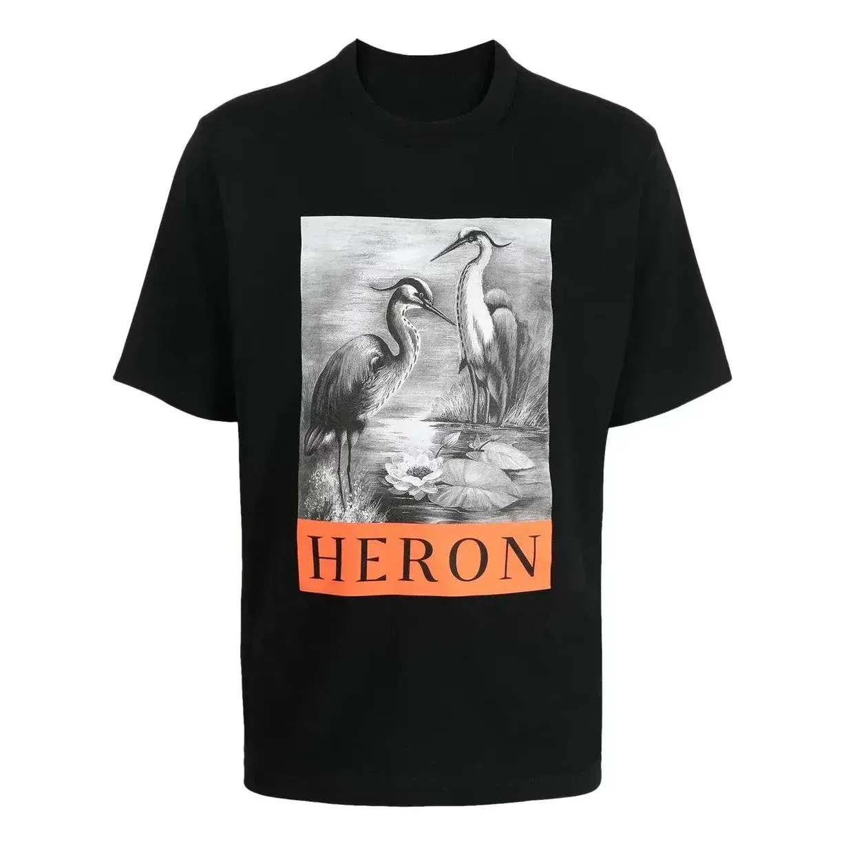 HERON PRESTON FW22 Logo Heron T-shirt 'Black' HMAA032C99JER0031010 sold by KicksCrew