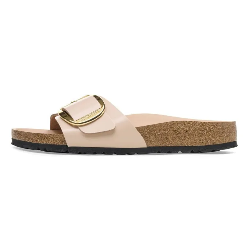 (WMNS) Birkenstock Madrid Big Buckle Natural Leather Patent Narrow FIt Sandals ' High Shine New Beige' 1026496 sold by KicksCrew