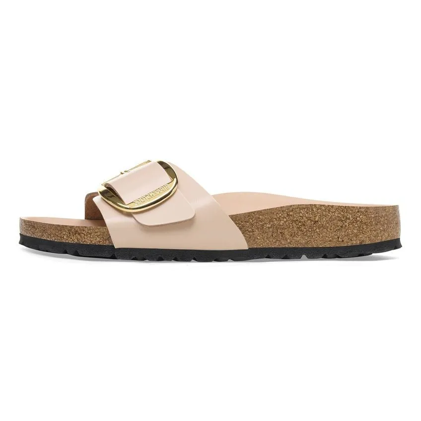 (WMNS) Birkenstock Madrid Big Buckle Natural Leather Patent Narrow FIt Sandals ' High Shine New Beige' 1026496 sold by KicksCrew