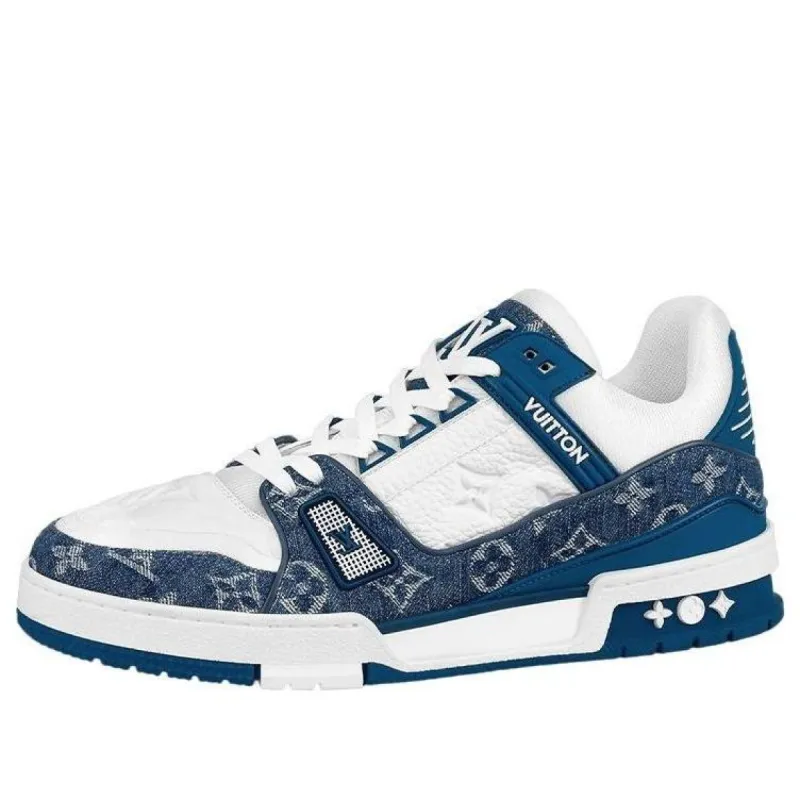 LOUIS VUITTON LV Trainers 'White with Denim Monogram' 1A9JGO sold by KicksCrew
