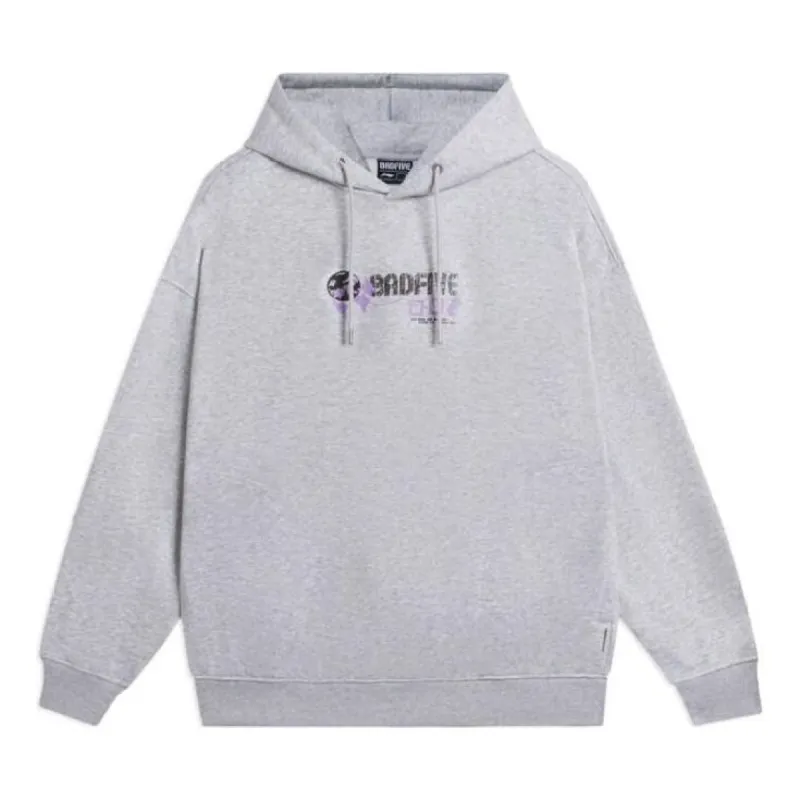 Li-Ning BadFive Graphic Hoodie 'Grey' AWDSC09-2 sold by KicksCrew