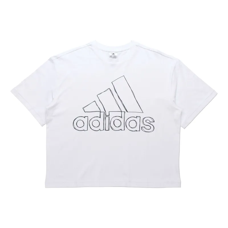 (WMNS) adidas  Big Logo T-Shirt 'White' GV5173 sold by KicksCrew